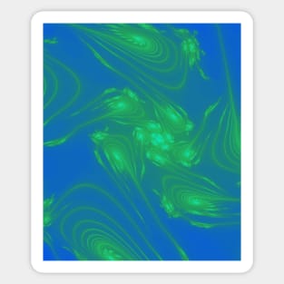 Fractal, Tie dye, hippy, Green Blue Flower Array Sticker